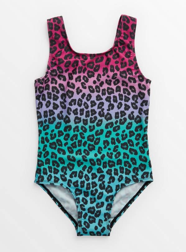 Rainbow Leopard Print Swimsuit 7 years